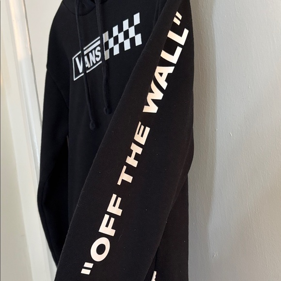 Vans Women’s Hoodie Sweatshirt Checkerboard Sleeve Black Skater Size XS/S - Picture 3 of 10